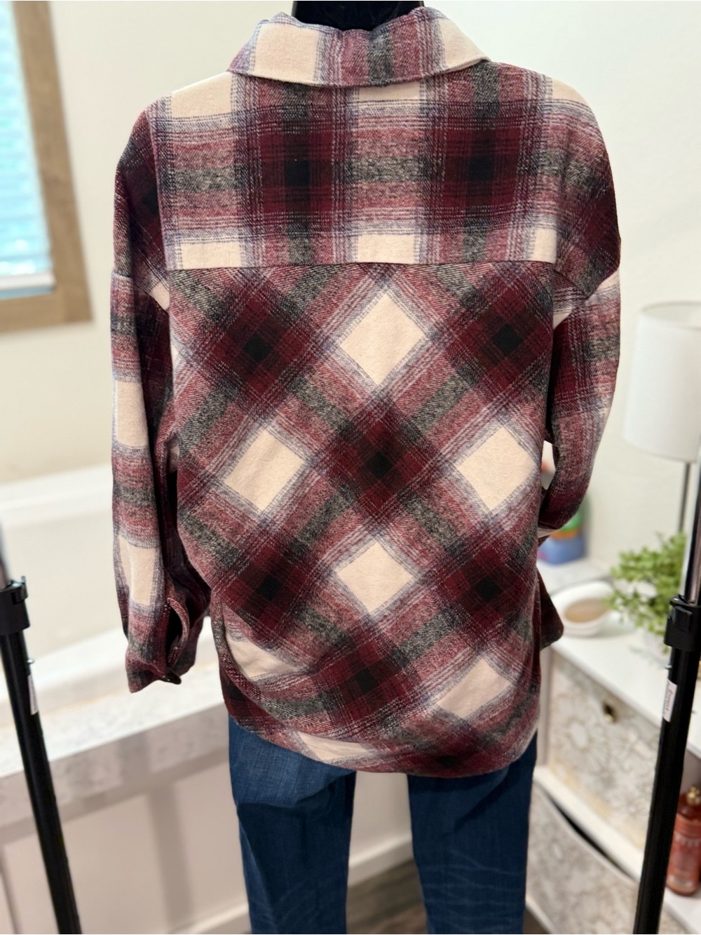 Zenana Plaid Shacket Jacket – Size Large - Picture 4 of 7